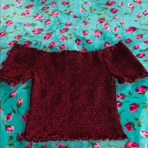 Maroon off the shoulder crop top!